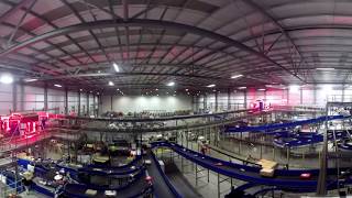 Sortation System at UK Mail Hub  VR  360 Video [upl. by Eelirol]