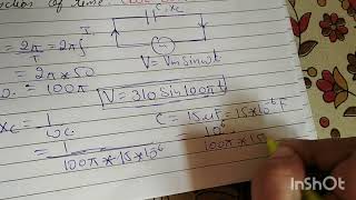 an ac voltage vvmsinwt vm 310V and f50Hz is connected to a pure capacitor of capacitance 15 [upl. by Anytsirhc]