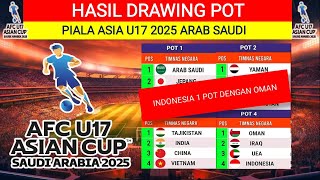 RESMI‼️INDONESIA 1 POT DENGAN OMAN‼️ HASIL DRAWING PEMBAGIAN POT PIALA ASIA U17 2025‼️JADWAL AFC U17 [upl. by Ahsinar]