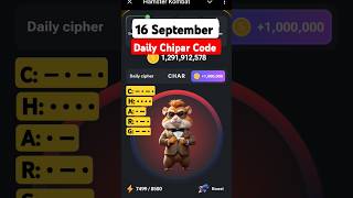 16 September Cipher Code Hamster Kombat Today daily reward Delhi cyber code Daily Combo shorts [upl. by Harned]