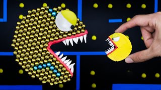 Magnetic Pacman vs Lego Pacman Battle  Pacman Stop Motion Game [upl. by Hamal]