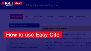 How to use the Easy Cite referencing tool  2022 [upl. by Lemaj]