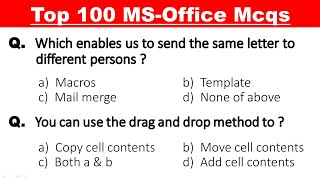 Top 100 MS Office mcq Questions and Answer  Microsoft Office  MS Office [upl. by Lazes]