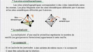 chimie minérale notion de cristallographie [upl. by Jacobina300]