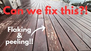 Wood deck restoration  FLAKING amp PEELING deck  Start to Finish [upl. by Ecitnirp]