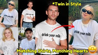 Nicola Coughlan and Luke Newton wear Loewe’s “Drink Your Milk” TShirt to show us this🥛🤤🥰 [upl. by Ttelrats]