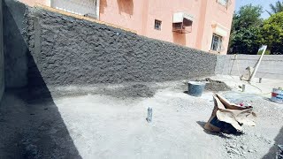 Covering the pool wall with cement and sandv4 [upl. by Sinai]