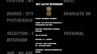 Niti Aayog Internship 2024  Internship For College StudentsGovernment Online Internship 💼🔥 shorts [upl. by Alahsal]