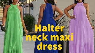 How to cut and sew a halter neck maxi dressmaxi dresshalter neckEasy beginner’s friendly tutorial [upl. by Herman]