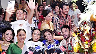 Arjun Bijlani Ganpati Aarti With Nia Sharma Ankita Lokhande Vicky Jain Kanika Mann Sana Makbul [upl. by Cardinal839]