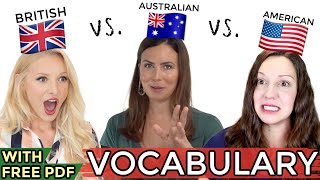 ONE language THREE accents  UK vs USA vs AUS English  Free PDF [upl. by Esilegna905]