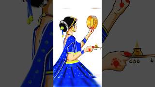 Karwachth Hindu festival digital artsyoutubeshorts karwachauth digitalarts moon [upl. by Hnahym]