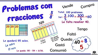 Problemas con fracciones  5to de primaria [upl. by Ttessil33]