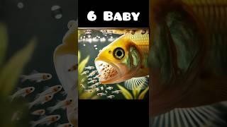 Yellow cichlid fish giving birth to 6 babies fish 🐳🥰fishing [upl. by Lilaj]