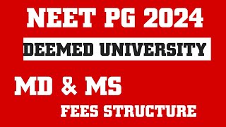 NEET PG Deemed University Fee Structure amp Closing ranks for Each College amp For Each Branch [upl. by Sonnie]