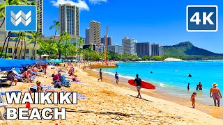 4K Waikiki Beach in Honolulu Oahu Hawaii USA  Walking Tour Vlog amp Vacation Travel Guide 🎧 ASMR [upl. by Mayman]