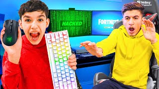 Wireless Keyboard amp Mouse Prank On My Brother While He Plays Fortnite [upl. by Aronal804]