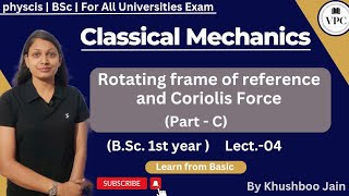 Rotational Frame of Reference and Coriolis forcePartCBSc1st yearmechanicsLect04 [upl. by Idac]