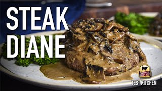 Classic Steak Diane Recipe Flat Iron Steaks with Mushroom Cream Sauce [upl. by Braun]