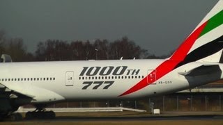 Emirates 1000th 777 A6EGO take off at Hamburg Airport [upl. by Annam]