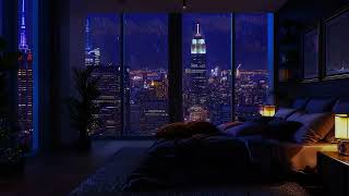 😪 The City Lights On A Heavy Rainy Night By The Window  Relaxing Into A Sleep Well [upl. by Lottie]