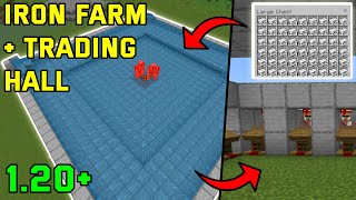 EASY Iron Farm  Trading hall in Minecraft 120 bedrockmcpeps4Xbox [upl. by Aineg]