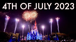 Magic Kingdom 4th of July 2023 Fireworks 4K Disney Celebrate America 4th of July Concert in the Sky [upl. by Maximo]