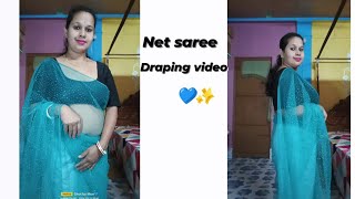 Net saree draping video 💙✨ sareedrapping viral beautiful [upl. by Eelrihs]