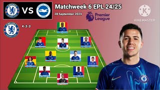 Chelsea vs Brighton  Chelsea 4231 With Nkuku Matchweek 6 Premier League 20242025 [upl. by Neyrb980]