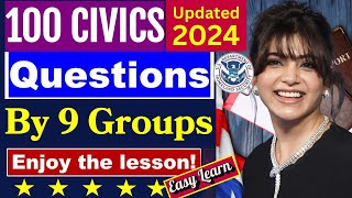 100 CIVICS QUESTIONS 2024 BY 9 GROUPS and FULL ANSWERS for US Citizenship Test  US Citizenship [upl. by Copland]