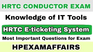 HRTC Eticketing System  Knowledge of IT Tools  HRTC Conductor Exam 2023  hpexamaffairs [upl. by Gonzalo]