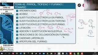 TEMA 42 PIRROL TIOFENO Y FURANO  TEMARIO [upl. by Ettennor]