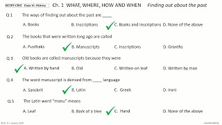 NCERT CBSE  History Class6 Ch1What Where How and When MCQ Quiz Objective [upl. by Noemad]