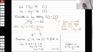 2 The elimination method for solving simultaneous equations [upl. by Wichern]