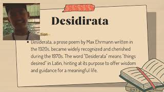 DESIDERATA REPORT GROUP 4 ENGLISH9 [upl. by Aiekram]