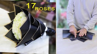 17 Roses arrange flowers Bouquet  flower wrapping techniques  Flower Bouquet arrangement [upl. by Arad]