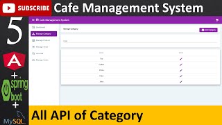 15 Cafe Management System  Category Page Angular Spring Boot  Java MySQL Database [upl. by Rma]