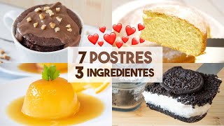 7 POSTRES con 3 INGREDIENTES que tienes en casa 🍫🌟 ¡Postres Fáciles y Rápidos [upl. by Timothy]