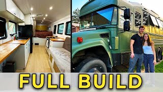 Full Skoolie Build  OffGrid Tiny Home Timelapse [upl. by Aihsekal14]