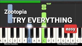 Zootopia  Try Everything Shakira Easy Piano Tutorial [upl. by Richmond]