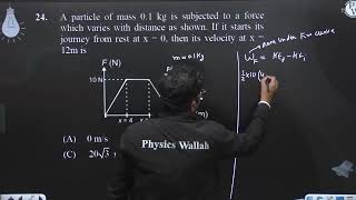 A particle of mass 01 kg is subjected to a force which varies with distance as shown If it st [upl. by Yedarb]