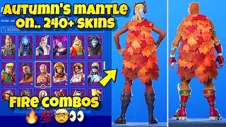 NEW quotAUTUMNS MANTLEquot BACK BLING Showcased With 220 SKINS Fortnite BR BEST AUTUMNS MANTLE COMBOS [upl. by Harness344]