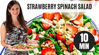 STRAWBERRY SPINACH SALAD 10 Minutes With the BEST Poppy Seed Dressing [upl. by Cheria]