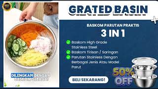 Grated Basin Baskom Stainles dengan 4 Jenis Parutan dan Tempat Peniris Serbaguna [upl. by Gold]