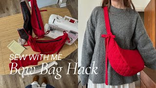 Quilted Bow Bag Hack  Sewing Tutorial  Crossbody Bag Pattern [upl. by Iorgos350]