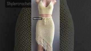 V stitch crochet fringe mesh skirt tutorial and pattern now available shylercrochets 🤍 crochet [upl. by Atrebla]