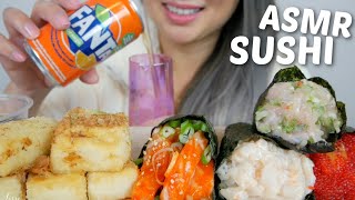 ASMR SUSHI CONES Spicy Salmon Tobiko Negitoro and Chopped Scallop Cone  SISSIASMR [upl. by Hernardo521]