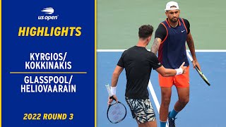 KyrgiosKokkinakis vs GlasspoolHeliovaara Highlights  2022 US Open Round 3 [upl. by Allveta]