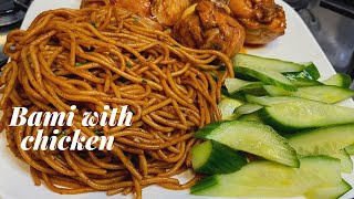 HOW TO MAKE BAMI WITH CHICKEN SURINAMESE STYLE BAMI QUICK AND EASY SPAGHETTI STIR FRY [upl. by Wassyngton]