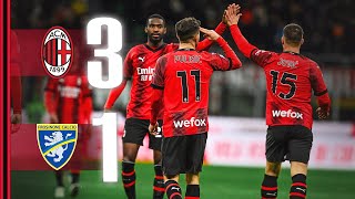 Jović  Pulisic  Tomori for the win  AC Milan 31 Frosinone  Highlights Serie A [upl. by Ahsaenat20]